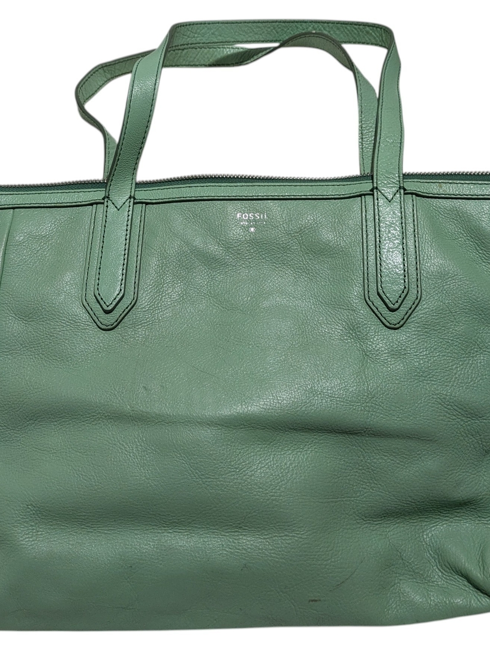 Leather Fossil Green Leather Tote Bag